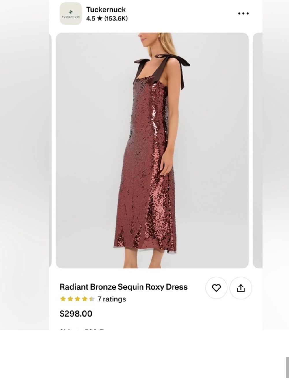 Tuckernuck Radiant Bronze Sequin Roxy Dress with Tie Straps